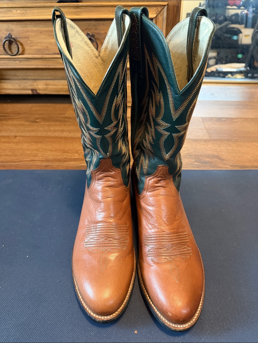 Vtg 2006 Ariat Heritage Leather Two-Tone Cowboy Boots Men's 11D Made In Mexico